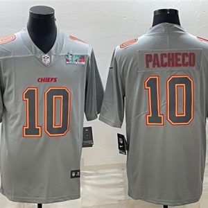 Men Kansas City Chiefs #10 Isiah Pacheco Gray Super Bowl LVII Patch Atmosphere Fashion Stitched Jersey