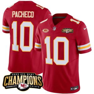 Men Kansas City Chiefs #10 Isiah Pacheco Red 2023 F.U.S.E. AFC West Champions With "NKH" Patch Vapor Untouchable Limited Football Stitched Jersey