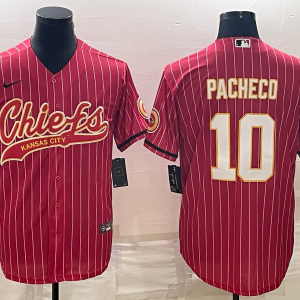 Men Kansas City Chiefs #10 Isiah Pacheco Red With Patch Cool Base Stitched Baseball Jersey