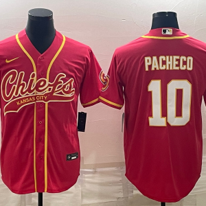 Men Kansas City Chiefs #10 Isiah Pacheco Red With Patch Cool Base Stitched Baseball Jersey