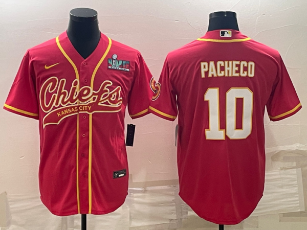 Men Kansas City Chiefs #10 Isiah Pacheco Red With Super Bowl LVII Patch Cool Base Stitched Baseball Jersey