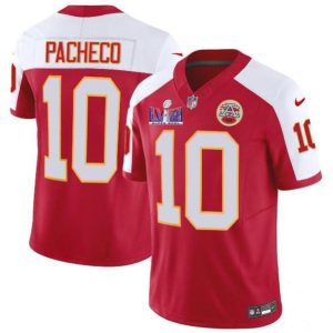 Men Kansas City Chiefs #10 Isiah Pacheco Red/White 2024 F.U.S.E. Super Bowl LVIII Patch Vapor Untouchable Limited Football Stitched Jersey