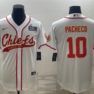 Men Kansas City Chiefs #10 Isiah Pacheco White With Super Bowl LVII Patch Cool Base Stitched Baseball Jersey