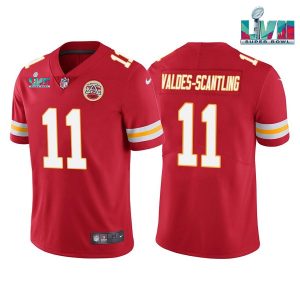 Men Kansas City Chiefs #11 Marquez Valdes-Scantling Red Super Bowl LVII Patch Vapor Untouchable Limited Stitched Jersey