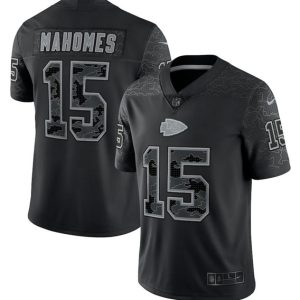 Men Kansas City Chiefs #15 Patrick Mahomes Black Reflective Limited Stitched Jersey