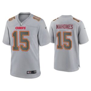 Men Kansas City Chiefs #15 Patrick Mahomes Gray Atmosphere Fashion Stitched Game Jersey