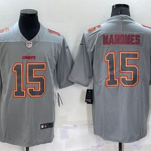 Men Kansas City Chiefs #15 Patrick Mahomes Gray Atmosphere Fashion Stitched Jersey