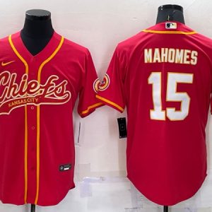 Men Kansas City Chiefs #15 Patrick Mahomes Red Cool Base Stitched Baseball Jersey