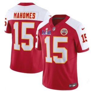 Men Kansas City Chiefs #15 Patrick Mahomes Red/White 2024 F.U.S.E. Super Bowl LVIII Patch Vapor Untouchable Limited Football Stitched Jersey