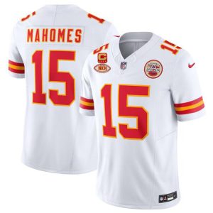 Men Kansas City Chiefs #15 Patrick Mahomes White 2024 F.U.S.E. With "NKH" Patch And 4-star C Patch Vapor Untouchable Limited Football Stitched Jersey