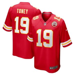 Men Kansas City Chiefs #19 Kadarius Toney Red Stitched Game Jersey