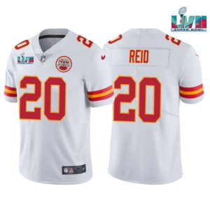 Men Kansas City Chiefs #20 Justin Reid White Super Bowl LVII Patch Vapor Untouchable Limited Stitched Jersey