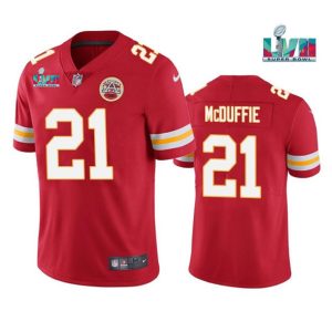 Men Kansas City Chiefs #21 Trent McDuffie Red Super Bowl LVII Patch Vapor Untouchable Limited Stitched Jersey