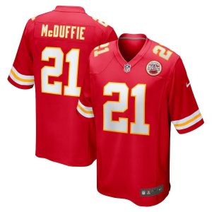 Men Kansas City Chiefs #21Trent McDuffie Red Stitched Game Jersey