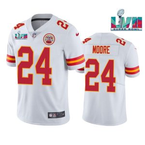 Men Kansas City Chiefs #24 Skyy Moore White Super Bowl LVII Patch Vapor Untouchable Limited Stitched Jersey