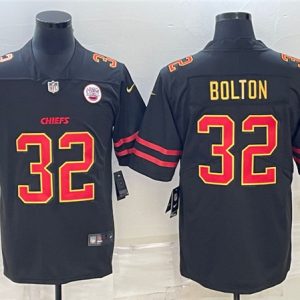 Men Kansas City Chiefs #32 Nick Bolton Black Red Gold Vapor Untouchable Limited Stitched Jersey