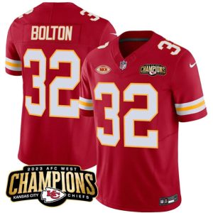 Men Kansas City Chiefs #32 Nick Bolton Red 2023 F.U.S.E. AFC West Champions With "NKH" Patch Vapor Untouchable Limited Football Stitched Jersey