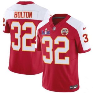 Men Kansas City Chiefs #32 Nick Bolton Red/White 2024 F.U.S.E. Super Bowl LVIII Patch Vapor Untouchable Limited Football Stitched Jersey