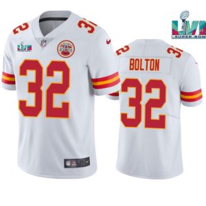 Men Kansas City Chiefs #32 Nick Bolton White Super Bowl LVII Patch Vapor Untouchable Limited Stitched Jersey