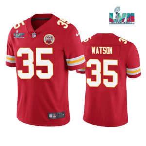 Men Kansas City Chiefs #35 Jaylen Watson Red Super Bowl LVII Patch Vapor Untouchable Limited Stitched Jersey