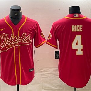 Men Kansas City Chiefs #4 Rashee Rice Red Cool Base Stitched Baseball Jersey