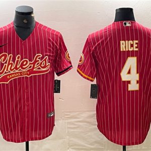 Men Kansas City Chiefs #4 Rashee Rice Red Cool Base Stitched Baseball Jersey