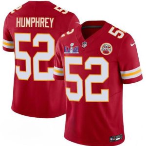 Men Kansas City Chiefs #52 Creed Humphrey Red 2024 F.U.S.E. Super Bowl LVIII Patch Vapor Untouchable Limited Football Stitched Jersey