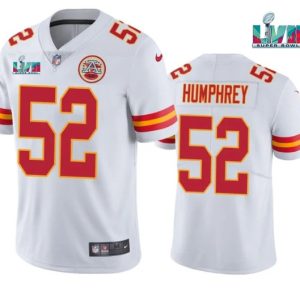 Men Kansas City Chiefs #52 Creed Humphrey White Super Bowl LVII Patch Vapor Untouchable Limited Stitched Jersey