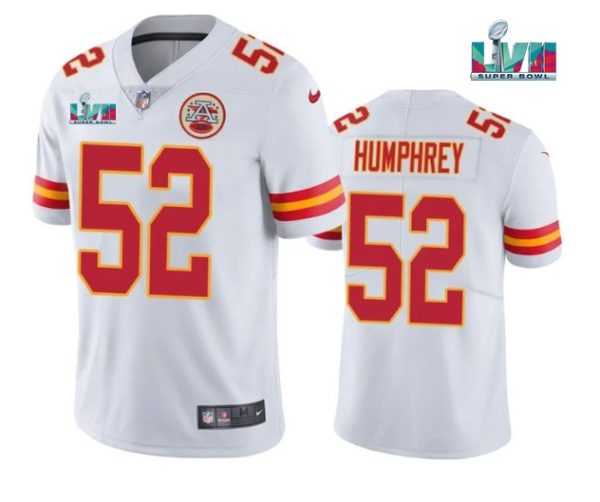 Men Kansas City Chiefs #52 Creed Humphrey White Super Bowl LVII Patch Vapor Untouchable Limited Stitched Jersey