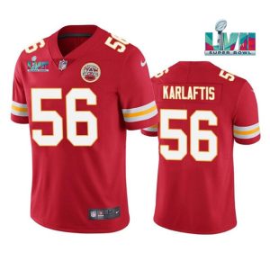 Men Kansas City Chiefs #56 George Karlaftis Red Super Bowl LVII Patch Vapor Untouchable Limited Stitched Jersey