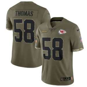 Men Kansas City Chiefs #58 Derrick Thomas 2022 Olive Salute To Service Limited Stitched Jersey