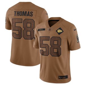 Men Kansas City Chiefs #58 Derrick Thomas 2023 Brown Salute To Service Limited Football Stitched Jersey