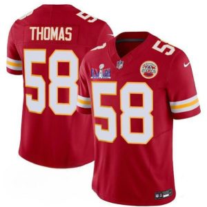 Men Kansas City Chiefs #58 Derrick Thomas Red 2024 F.U.S.E. Super Bowl LVIII Patch Vapor Untouchable Limited Football Stitched Jersey