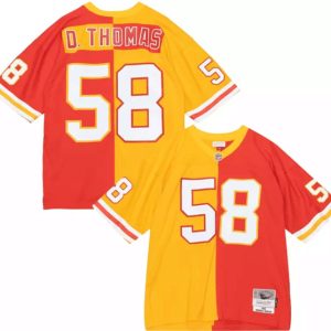 Men Kansas City Chiefs #58 Derrick Thomas Red/Yellow Split 1994 Throwback Stitched Jersey