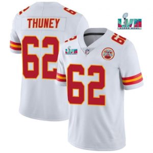 Men Kansas City Chiefs #62 Joe Thuney White Super Bowl LVII Patch Vapor Untouchable Limited Stitched Jersey