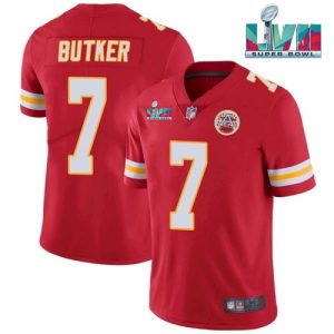 Men Kansas City Chiefs #7 Harrison Butker Red Super Bowl LVII Patch Vapor Untouchable Limited Stitched Jersey