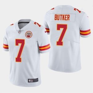 Men Kansas City Chiefs #7 Harrison Butker White Vapor Untouchable Limited Stitched Jersey