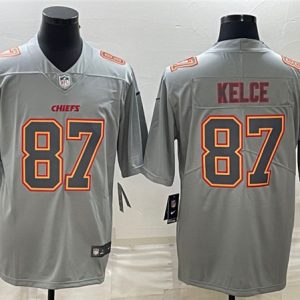 Men Kansas City Chiefs #87 Travis Kelce Gray Atmosphere Fashion Stitched Jersey