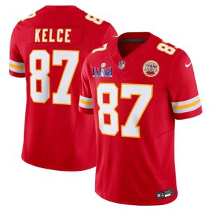 Men Kansas City Chiefs #87 Travis Kelce Red F.U.S.E. Super Bowl LVIII Patch Vapor Untouchable Limited Football Stitched Jersey