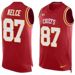 Men Kansas City Chiefs #87 Travis Kelce Red Tanktop Stitched Jersey