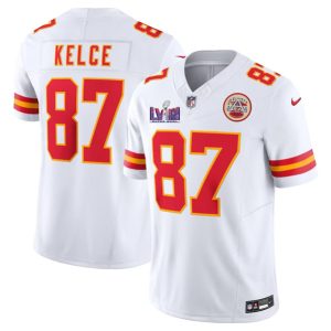 Men Kansas City Chiefs #87 Travis Kelce White F.U.S.E. Super Bowl LVIII Patch Vapor Untouchable Limited Football Stitched Jersey