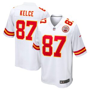 Men Kansas City Chiefs #87 Travis Kelce White Stitched Game Jersey