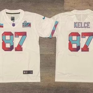 Men Kansas City Chiefs #87 Travis Kelce White Super Bowl LVII Patch Vapor Untouchable Limited Stitched Jersey