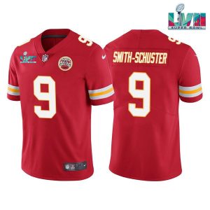 Men Kansas City Chiefs #9 JuJu Smith-Schuster Red Super Bowl LVII Patch Vapor Untouchable Limited Stitched Jersey