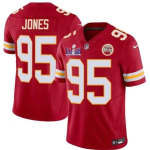 Men Kansas City Chiefs #95 Chris Jones Red 2024 F.U.S.E. Super Bowl LVIII Patch Vapor Untouchable Limited Football Stitched Jersey