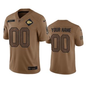 Men Kansas City Chiefs Active Player Custom 2023 Brown Salute To Service Limited Football Stitched Jersey