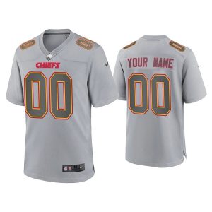 Men Kansas City Chiefs Active Player Custom Gray Atmosphere Fashion Stitched Game Jersey