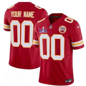 Men Kansas City Chiefs Active Player Custom Red 2024 F.U.S.E. Super Bowl LVIII Patch Vapor Untouchable Limited Football Stitched Jersey