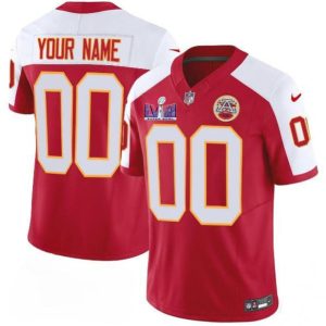 Men Kansas City Chiefs Active Player Custom Red/White 2024 F.U.S.E. Super Bowl LVIII Patch Vapor Untouchable Limited Football Stitched Jersey