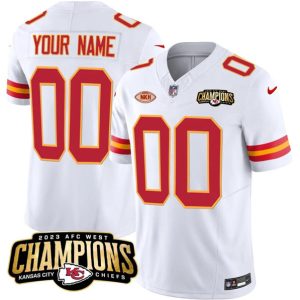 Men Kansas City Chiefs Active Player Custom White 2023 F.U.S.E. AFC West Champions With "NKH" Patch Vapor Untouchable Limited Football Stitched Jersey